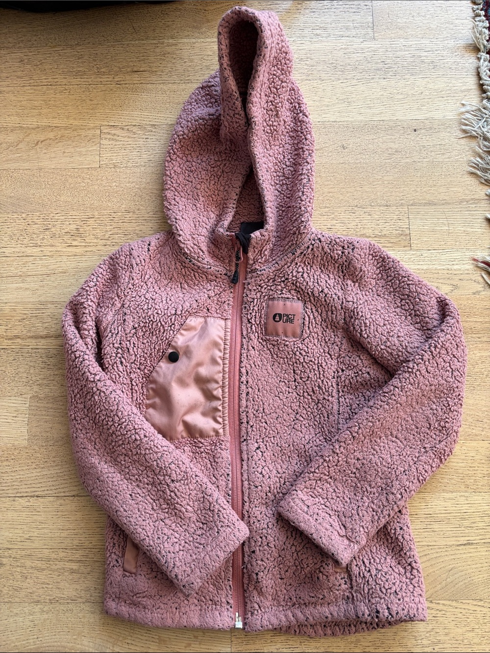 Picture Organic Kids Hooded Sherpa Zip Jacket in Dusty Pink